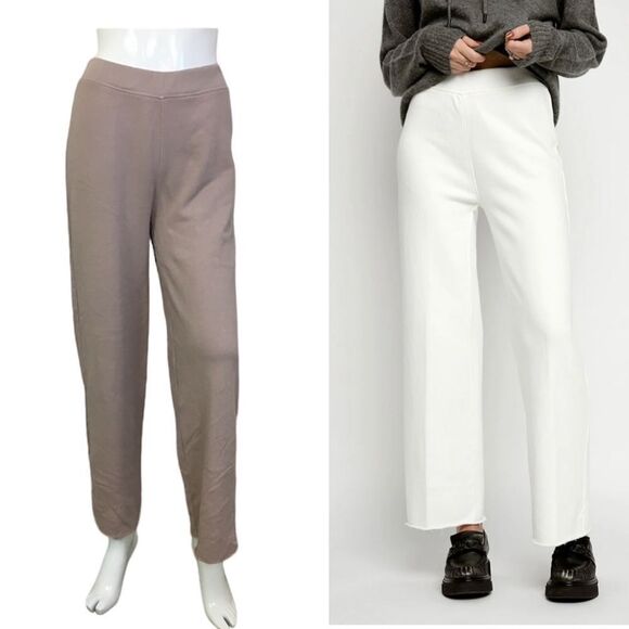 NEW ATM Taupe French Terry Wide Leg Sweatpants Joggers Size Small